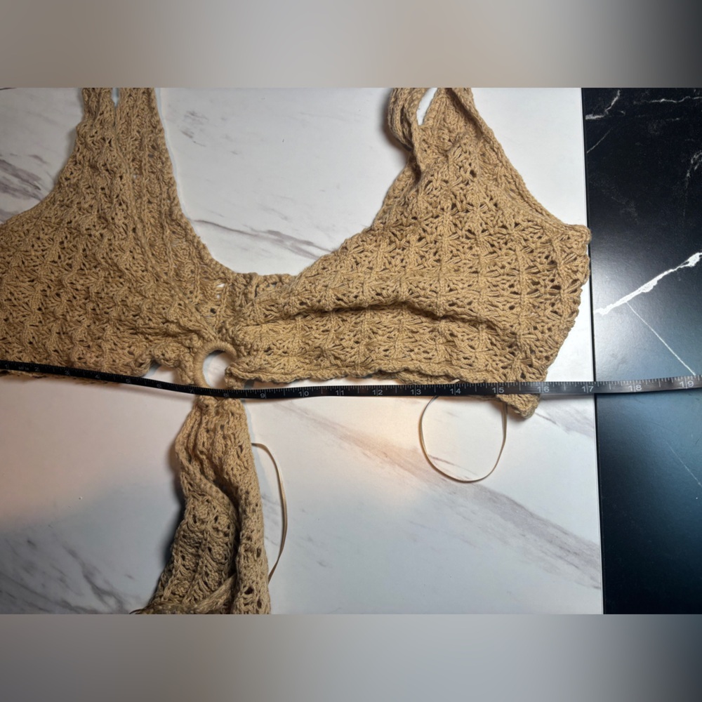 Un.Affected Australia Fitted Camel Crochet Knit Midi Dress- NOT BROWN see photos - Picture 10 of 15